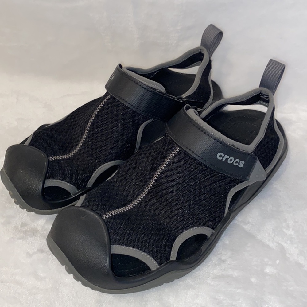 Crocs Men’s Black Swiftwater Mesh Deck Shoes Size M/8 Gem